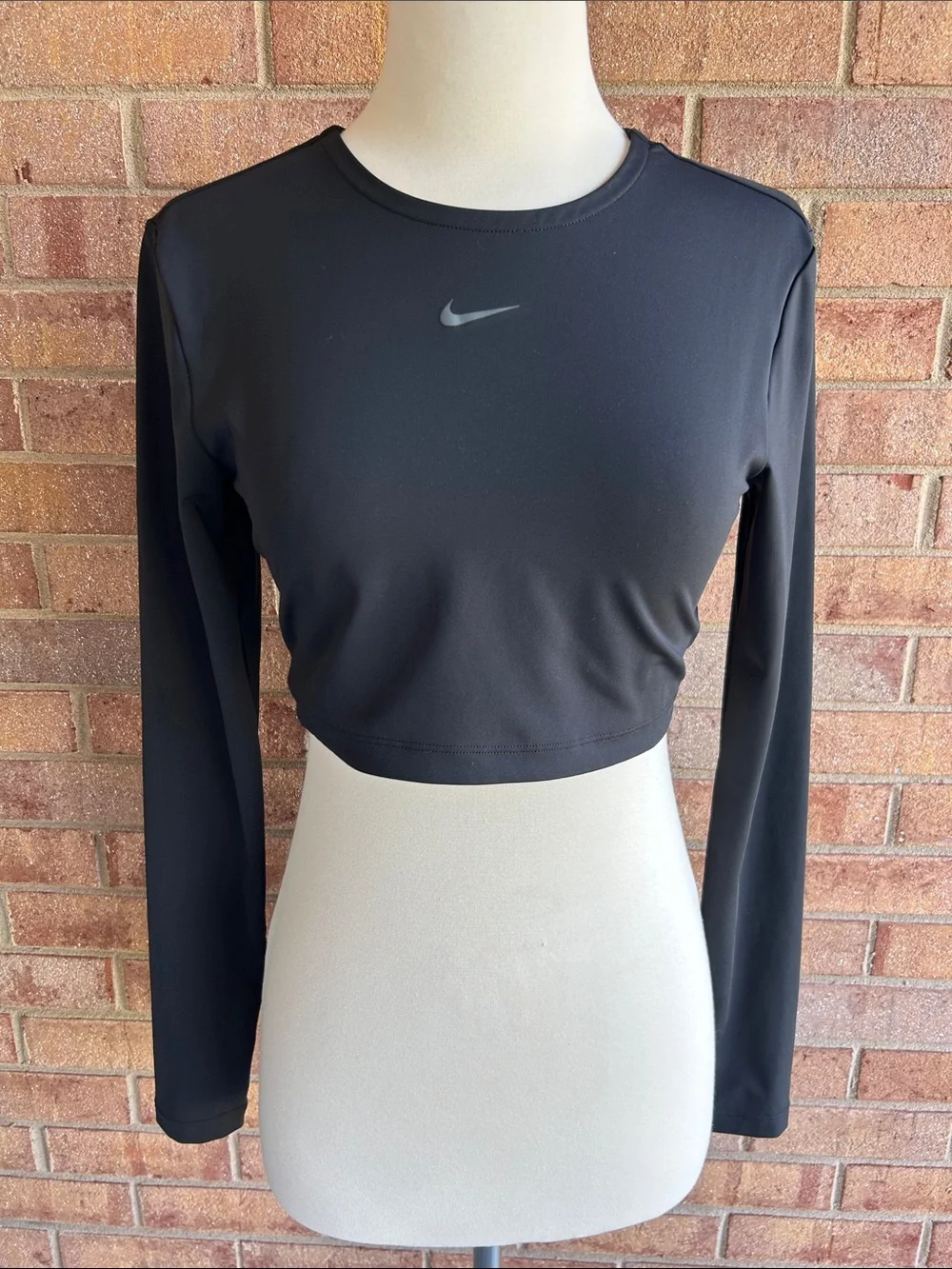 Nike Pro Black Long-Sleeve Performance Crop Top with Swoosh